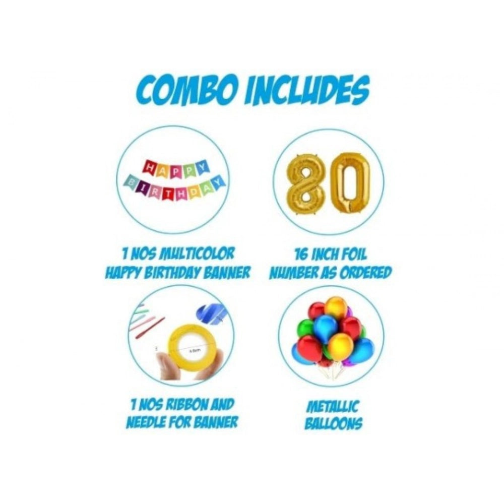 Generic 17Th Happy Birthday Decoration Combo With Multi Color Banner (Multicolor)