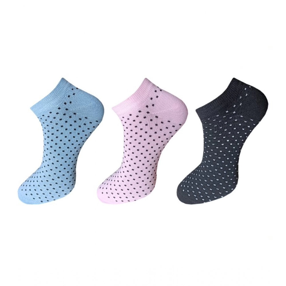 Generic 3_Pair Set Unisex Casual Cotton Printed Ankle Length Socks (Multicolor)