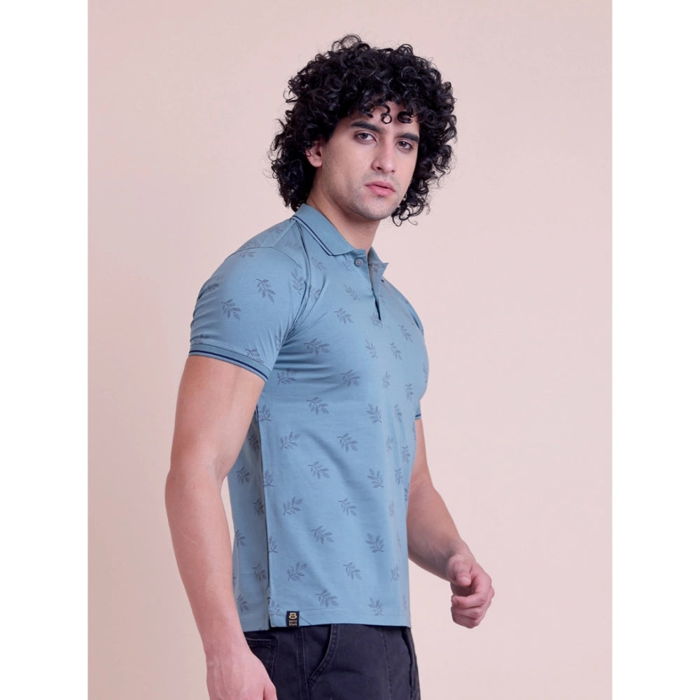 Generic Men's Casual Cotton Printed Half Sleeve Round Neck T-Shirt (Green)