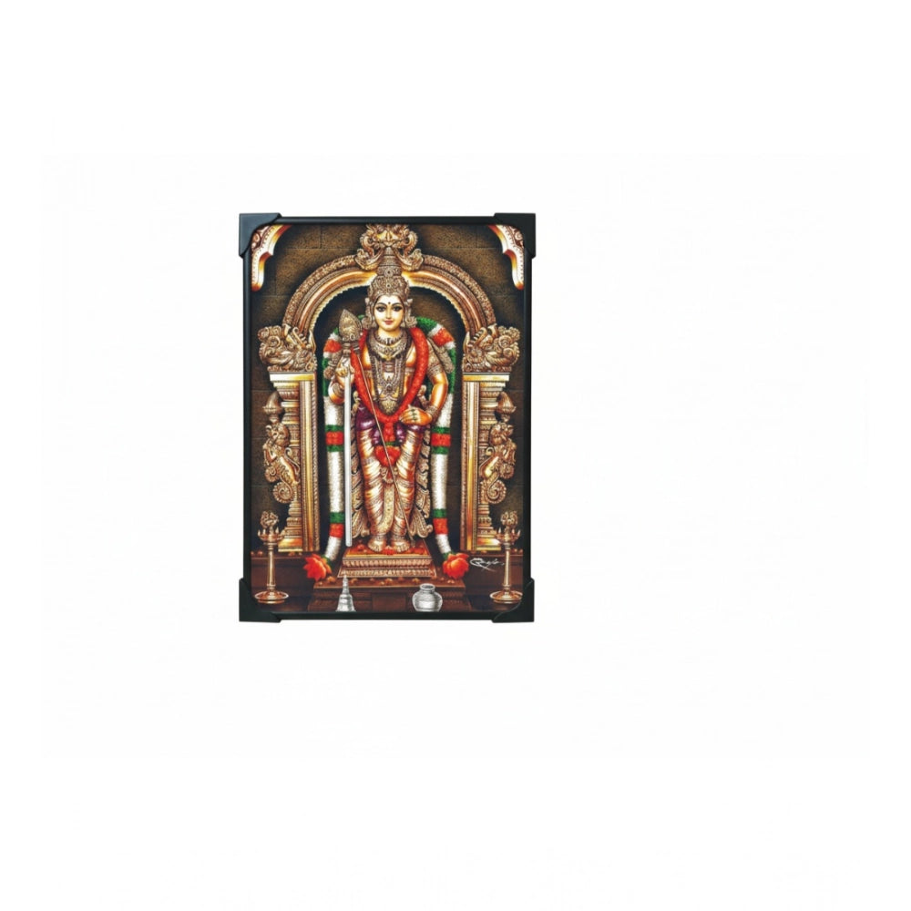 Generic Wooden Sri Subramaniyan Swamy Murugan Table Top Devotional Player (Multicolor)