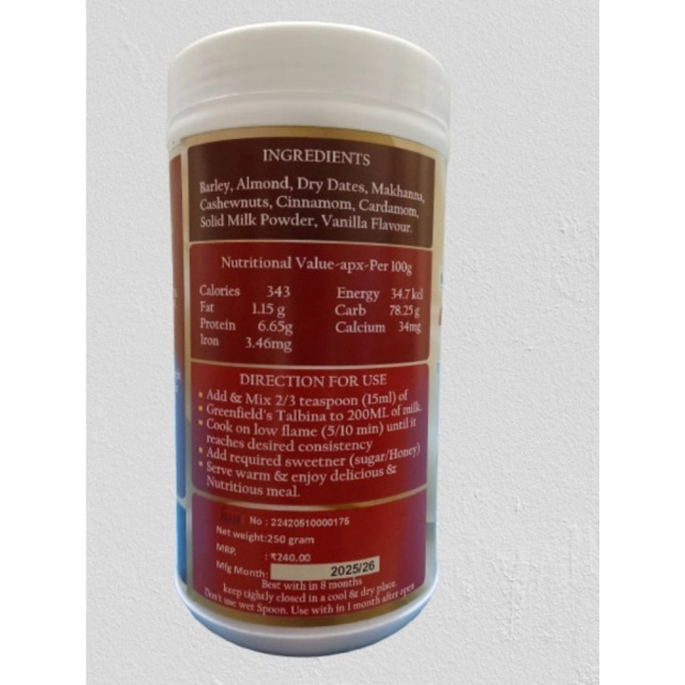 Generic Greenfield'S Talbina Roasted Barley With Powdered Dry Fruit (250GM)