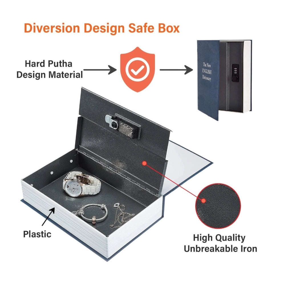 Generic Secret Book Safe with Number Locker (Gray)